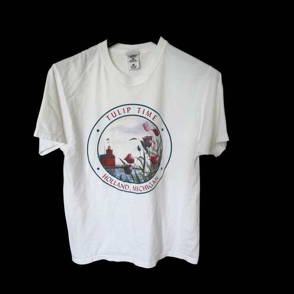 Fruit of the Loom Other - Y2K Tulip Time Holland Michigan‎ T-Shirt Medium White Cottagecore Boho Festival